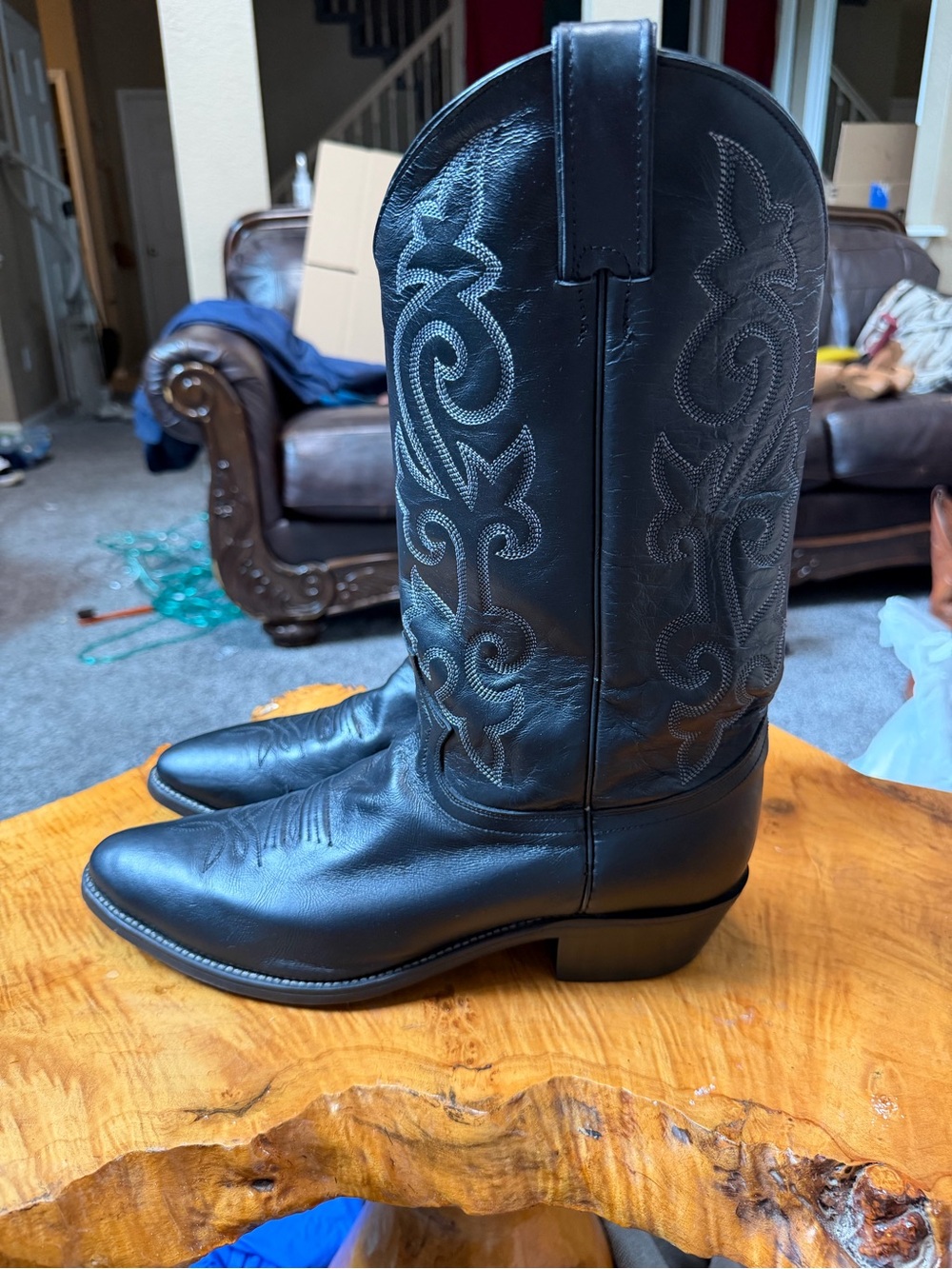 Justin Men's 1409 Buck Black Leather Western Cowboy Boots Size 11D